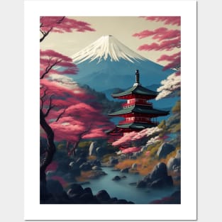 Serene Mount Fuji Sunset - Peaceful River Scenery Posters and Art